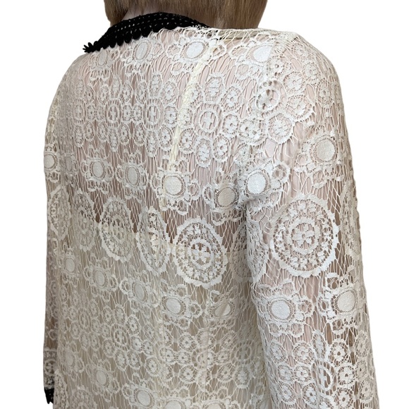 Nanette Lepore Sheath Dress Lace Crochet Zip Front Y2K Made in USA Linen Cotton - Picture 12 of 16